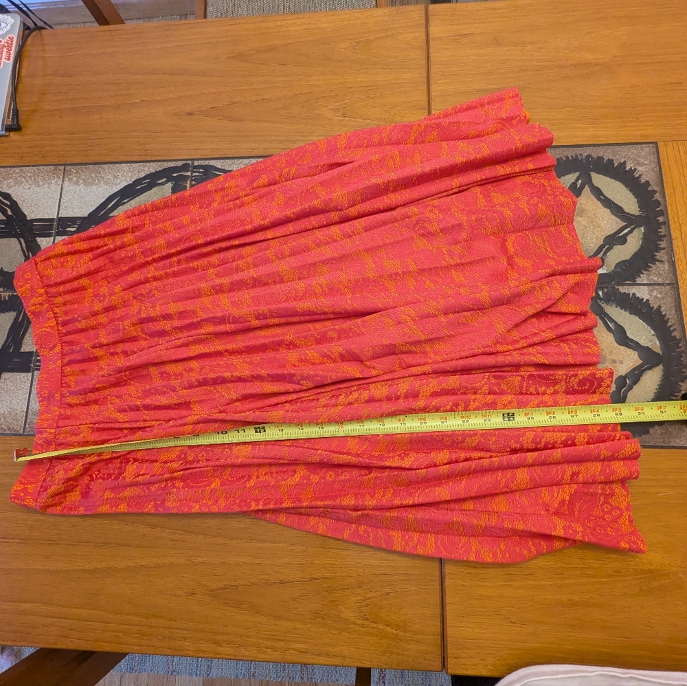 Anthropologie Maeve Pleated Skirt Bright Orange Hot Pink Floral Pleated A-line - Picture 5 of 8